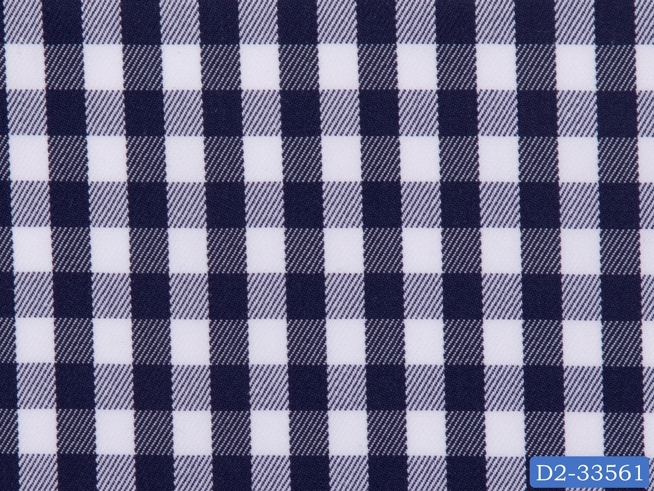 D2-33561 White With Navy Check Shirting Fabric