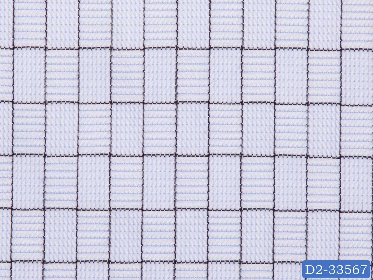 D2-33567 Black Check On Light Blue Texture Shirting Fabric