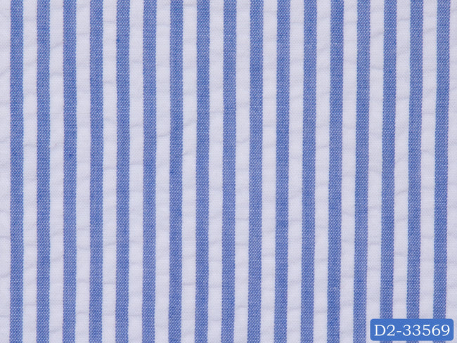 SEERSUCKER-2/D2-33569 Blue and White Stripe Shirting Fabric