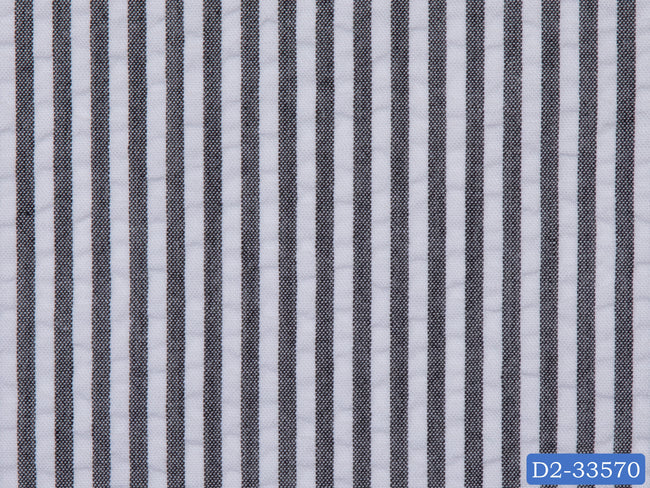 SEERSUCKER-3/D2-33570 Black and White Stripe Shirting Fabric