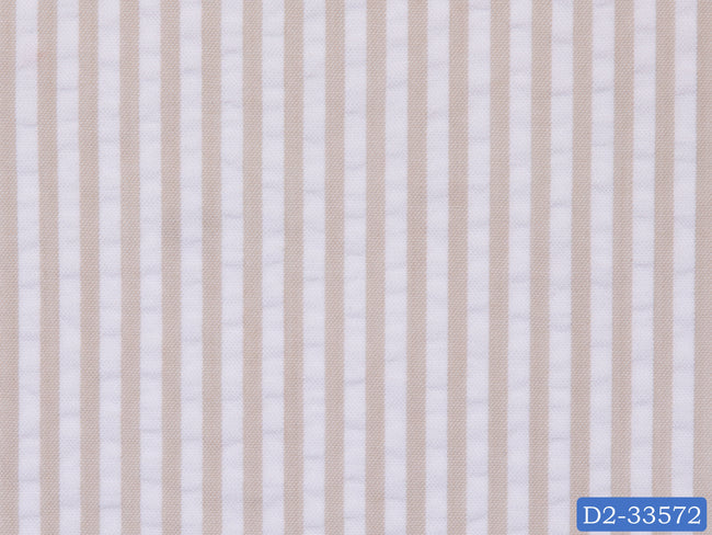 SEERSUCKER-5/D2-33572 Tan and White Stripe Shirting Fabric