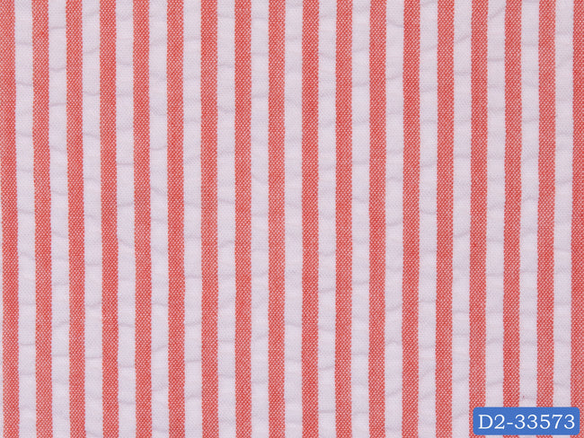 SEERSUCKER-6/D2-33573 Orange and White Stripe Shirting Fabric