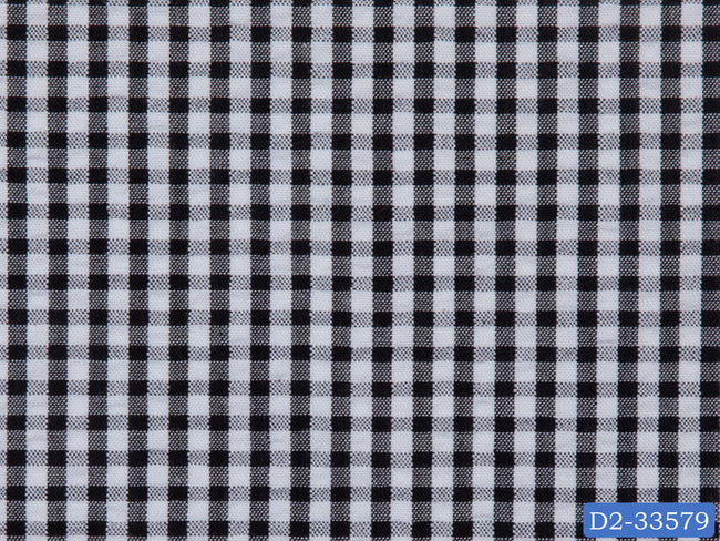 SEERSUCKER-9/D2-33579 Black and White Check Shirting Fabric