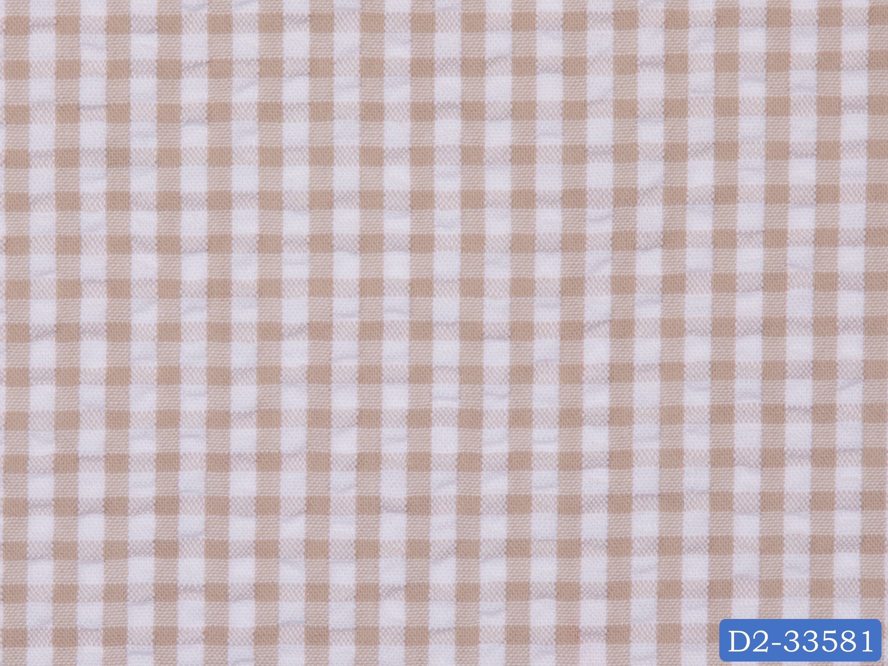 SEERSUCKER-11/D2-33581 Tan and White Check Shirting Fabric