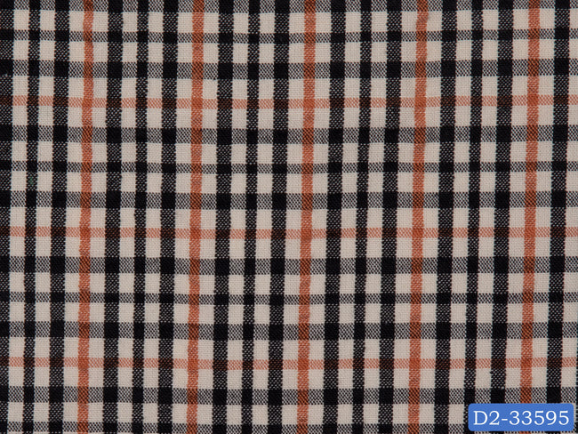 SEERSUCKER-21/D2-33595 Tan and Black Check on Beige Shirting Fabric