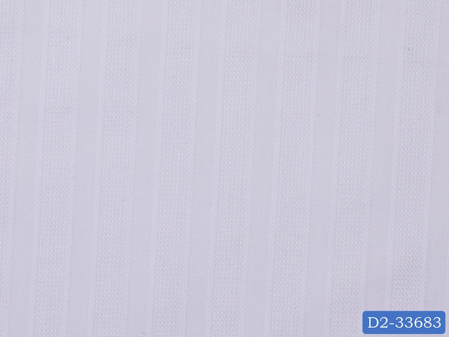 D2-33683 White Self Stripe Shirting Fabric