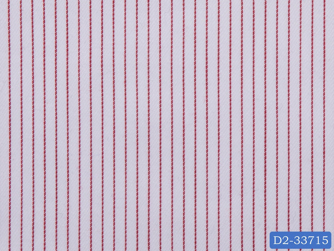 D2-33715 White With Red Stripe Shirting Fabric