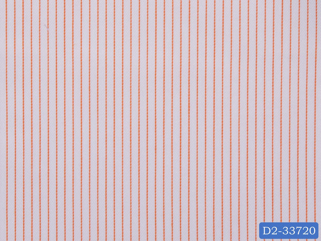 D2-33720 White With Orange Stripe Shirting Fabric