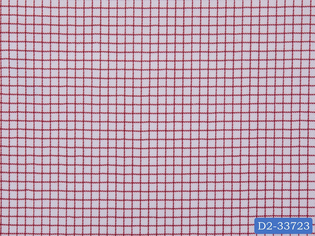 D2-33723 White With Small Red Check Shirting Fabric