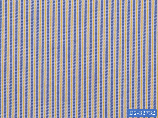 D2-33732 Yellow, Blue And White Stripe Shirting Fabric