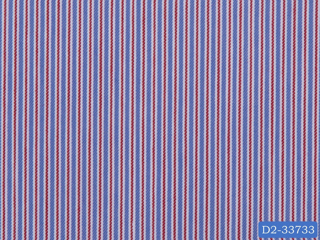 D2-33733 Red, Blue And White Stripe Shirting Fabric