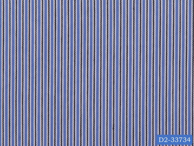 D2-33734 Black, Blue And White Stripe Shirting Fabric