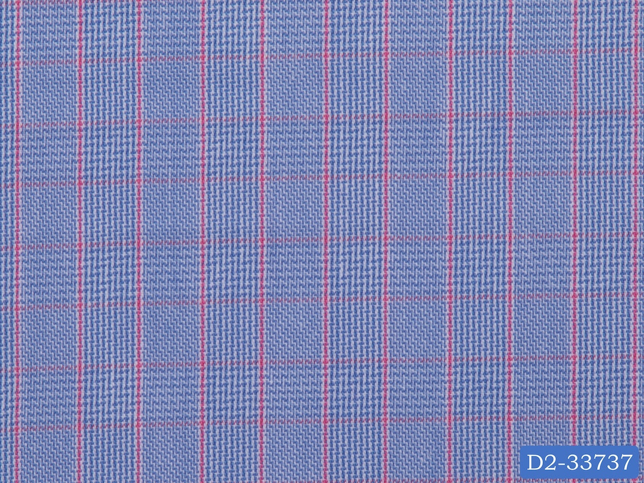 D2-33737 Pink Check On Blue Texture Shirting Fabric