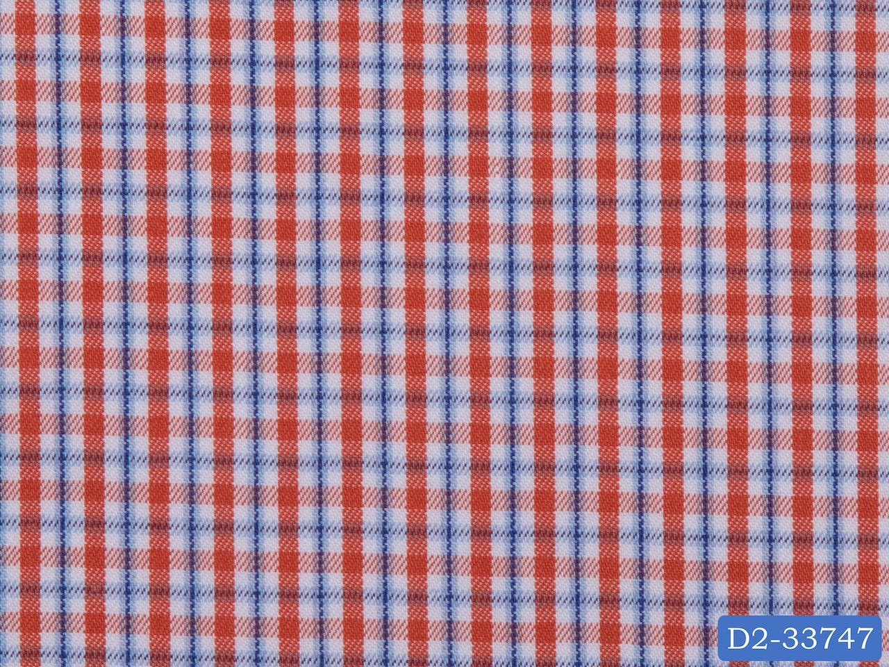 D2-33747 Orange And Blue Check Shirting Fabric