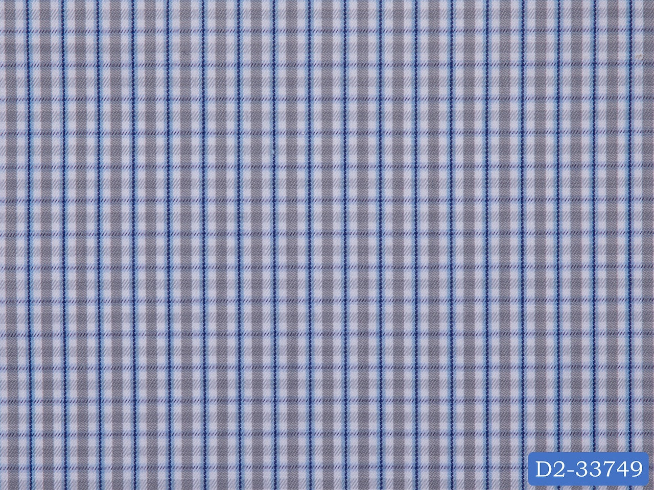 D2-33749 Silver And Blue Check Shirting Fabric