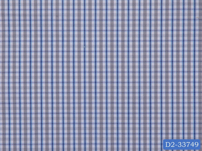 D2-33749 Silver And Blue Check Shirting Fabric