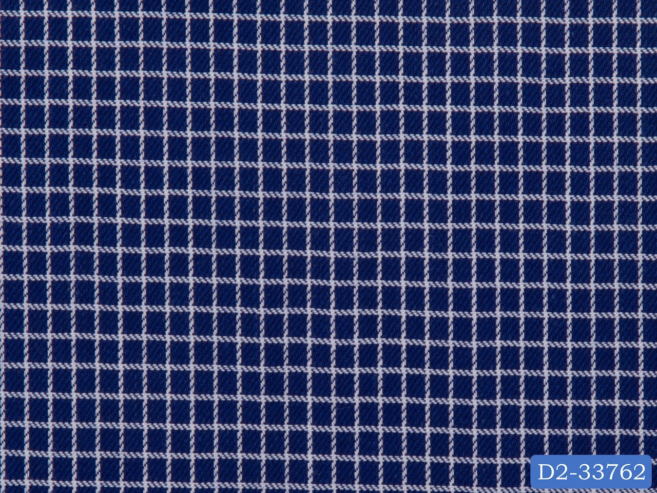 D2-33762 Navy Blue With Small White Check Shirting Fabric