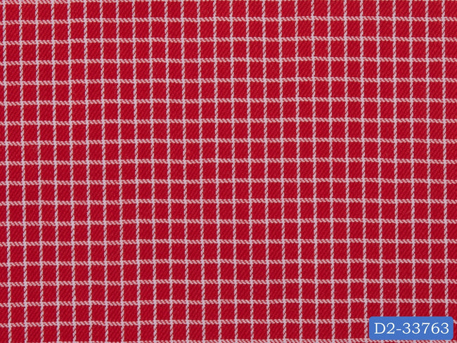 D2-33763 Red With Small White Check Shirting Fabric