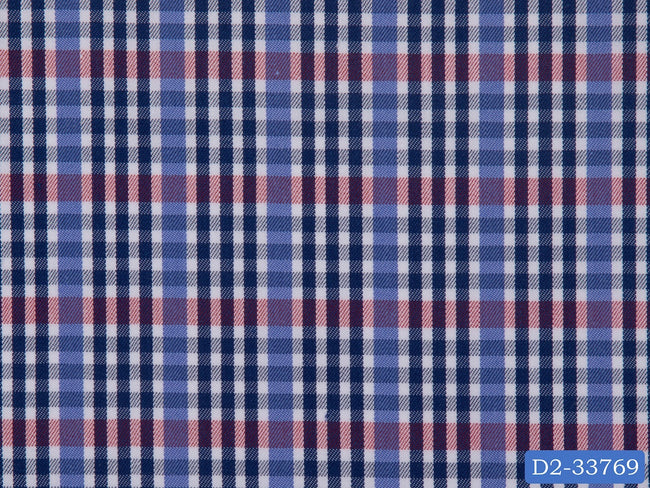 D2-33769 White, Red And Blue Multi Check Shirting Fabric