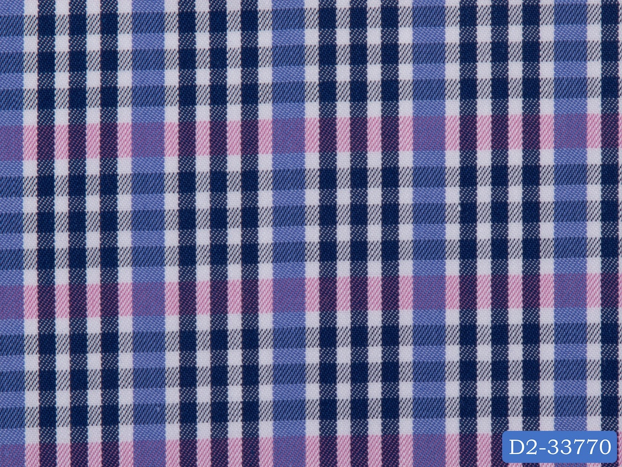 D2-33770 White, Pink And Blue Multi Check Shirting Fabric