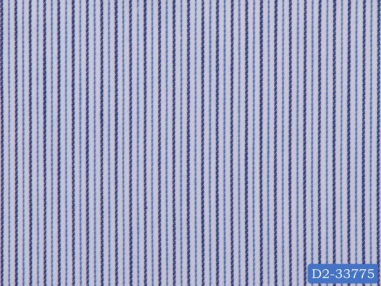 D2-33775 White With Dark Blue And Blue Stripe Shirting Fabric