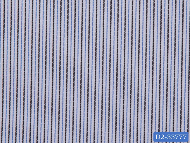 D2-33777 White With Black And Blue Stripe Shirting Fabric