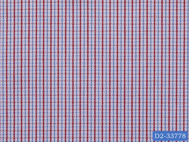 D2-33778 White With Red And Blue Small Check Shirting Fabric