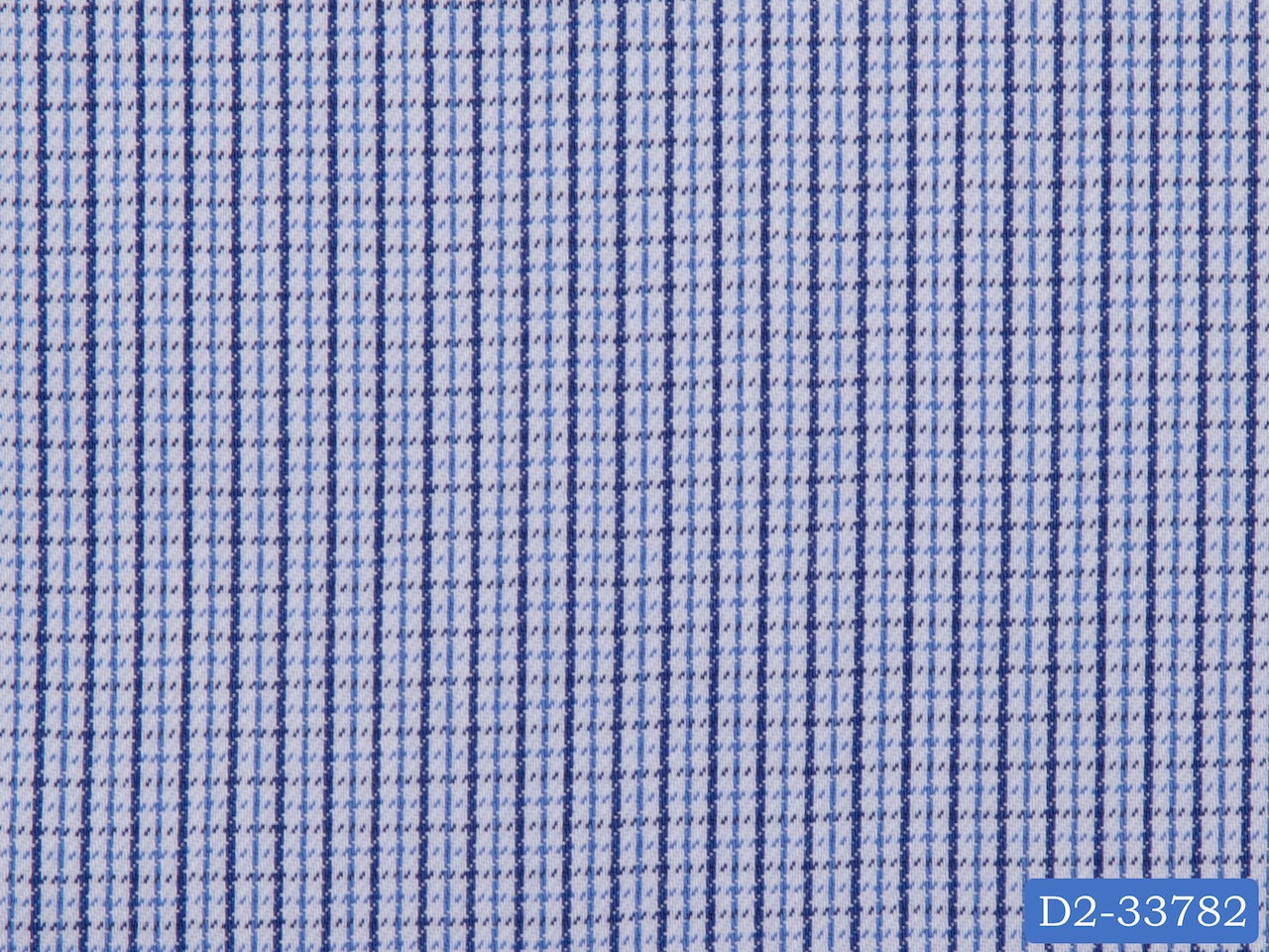 D2-33782 White With Dark Blue And Blue Small Check Shirting Fabric