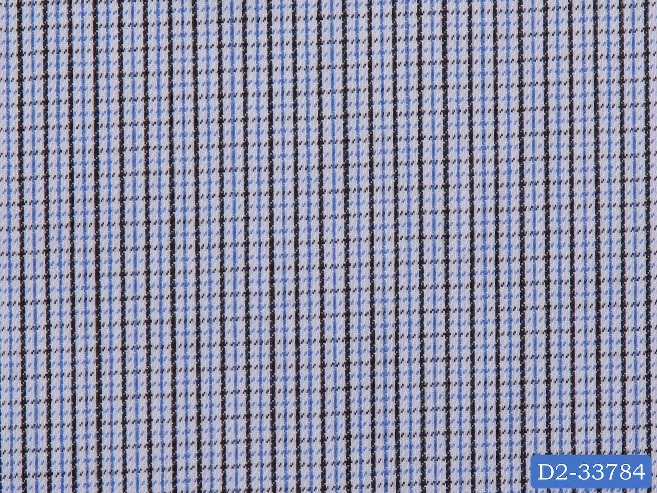 D2-33784 White With Black And Blue Small Check Shirting Fabric