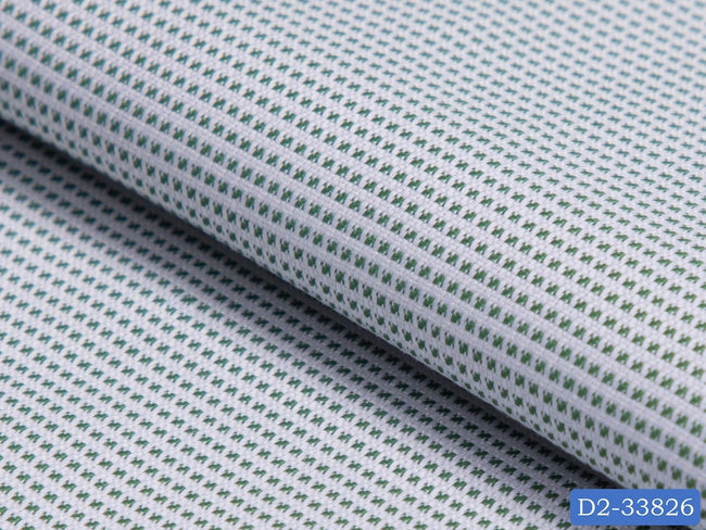 D2-33826 White With Green Design Shirting Fabric