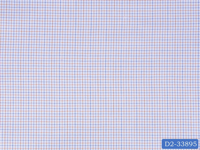 D2-33895 White With Blue And Brown Check Shirting Fabric