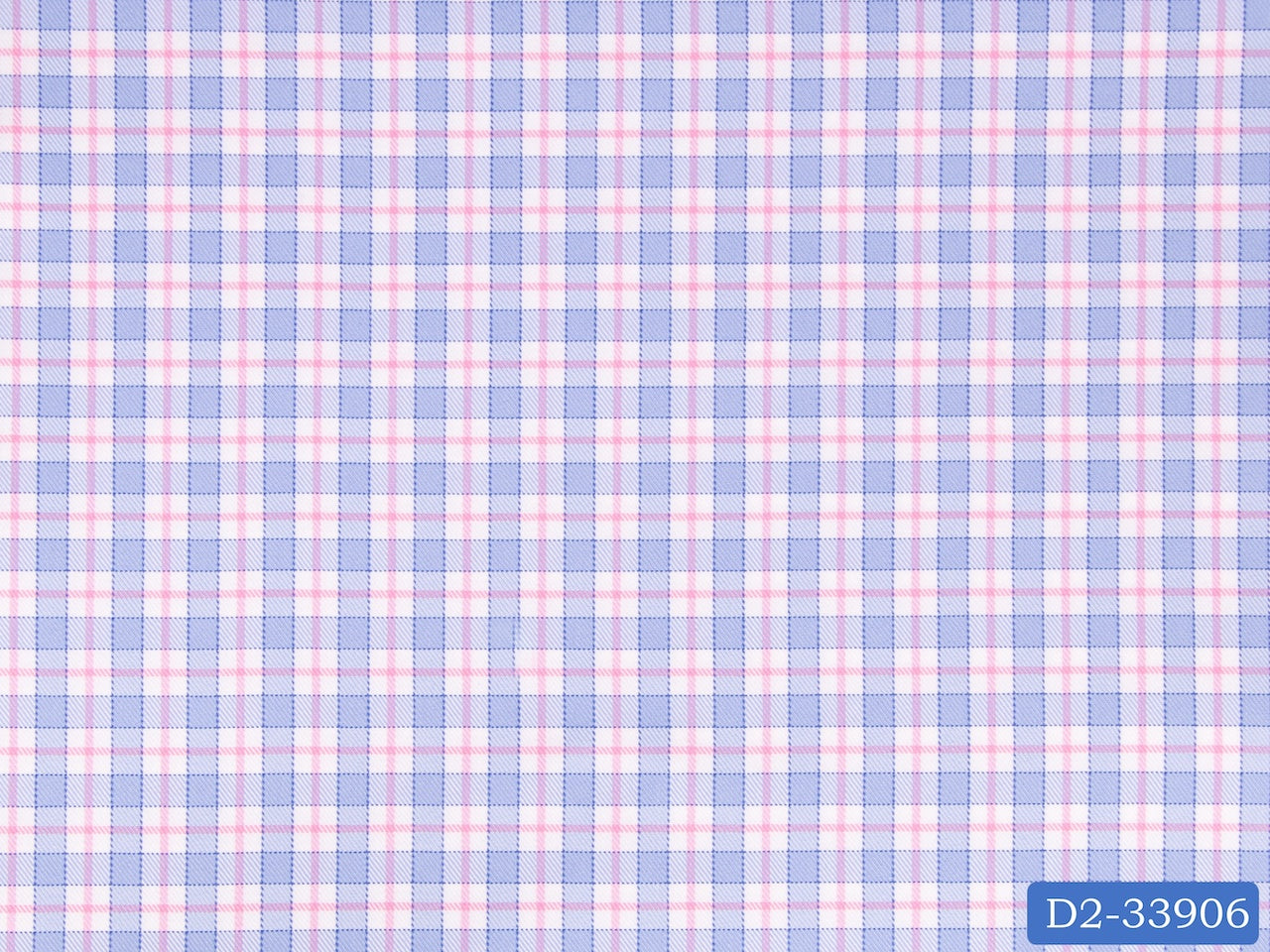 D2-33906 White, Blue And Pink Check Shirting Fabric