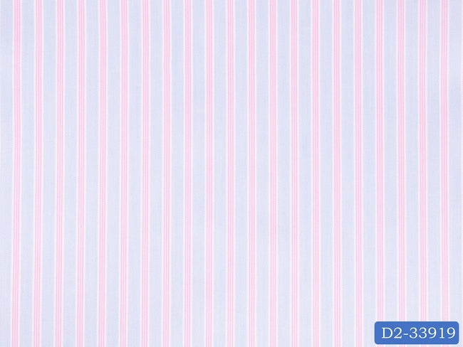 D2-33919 Light Blue With Pink Stripe Shirting Fabric