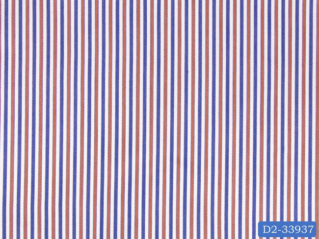 D2-33937 Brown, White And Navy Stripe Shirting Fabric