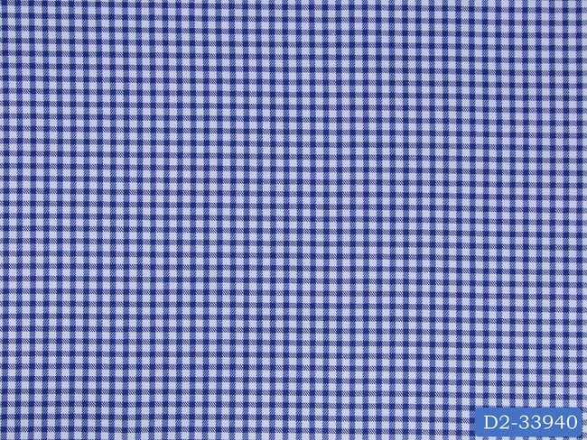 D2-33940 Navy Check On Light Blue Shirting Fabric