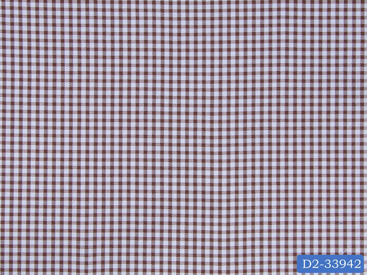 D2-33942 Brown Check On Light Blue Shirting Fabric