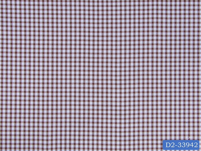 D2-33942 Brown Check On Light Blue Shirting Fabric