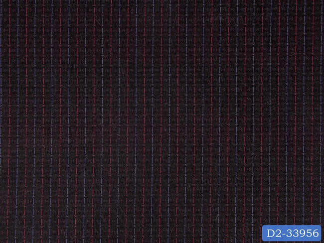 D2-33956 Red And Blue Stripe On Black Design Shirting Fabric