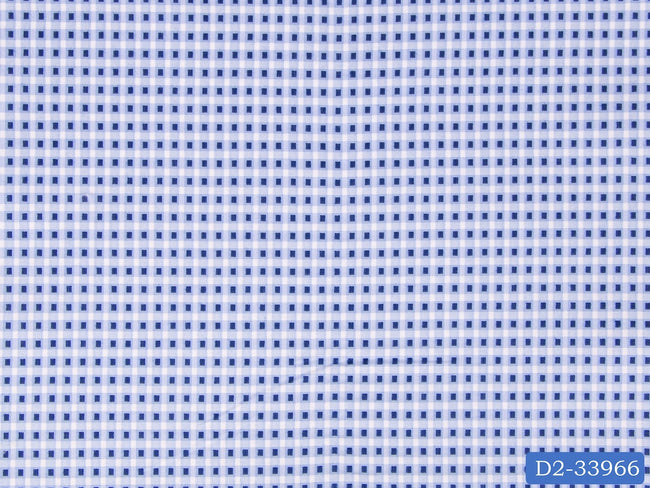 D2-33966 White, Blue And Dark Blue Design Shirting Fabric