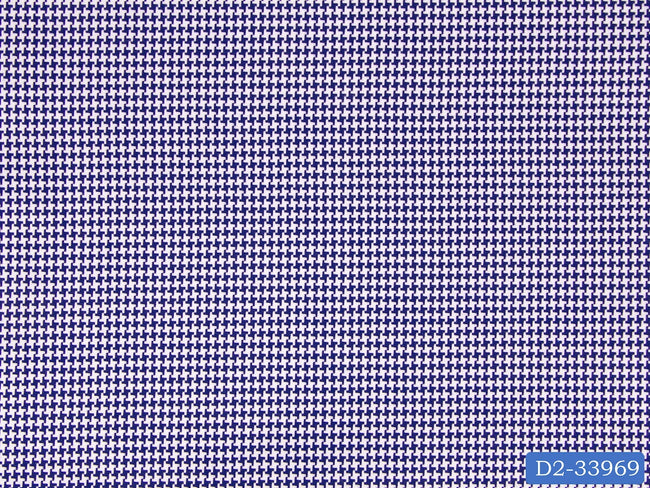 D2-33969 White And Navy Blue Houndstooth Shirting Fabric