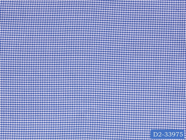 D2-33975 White And Blue Houndstooth Shirting Fabric