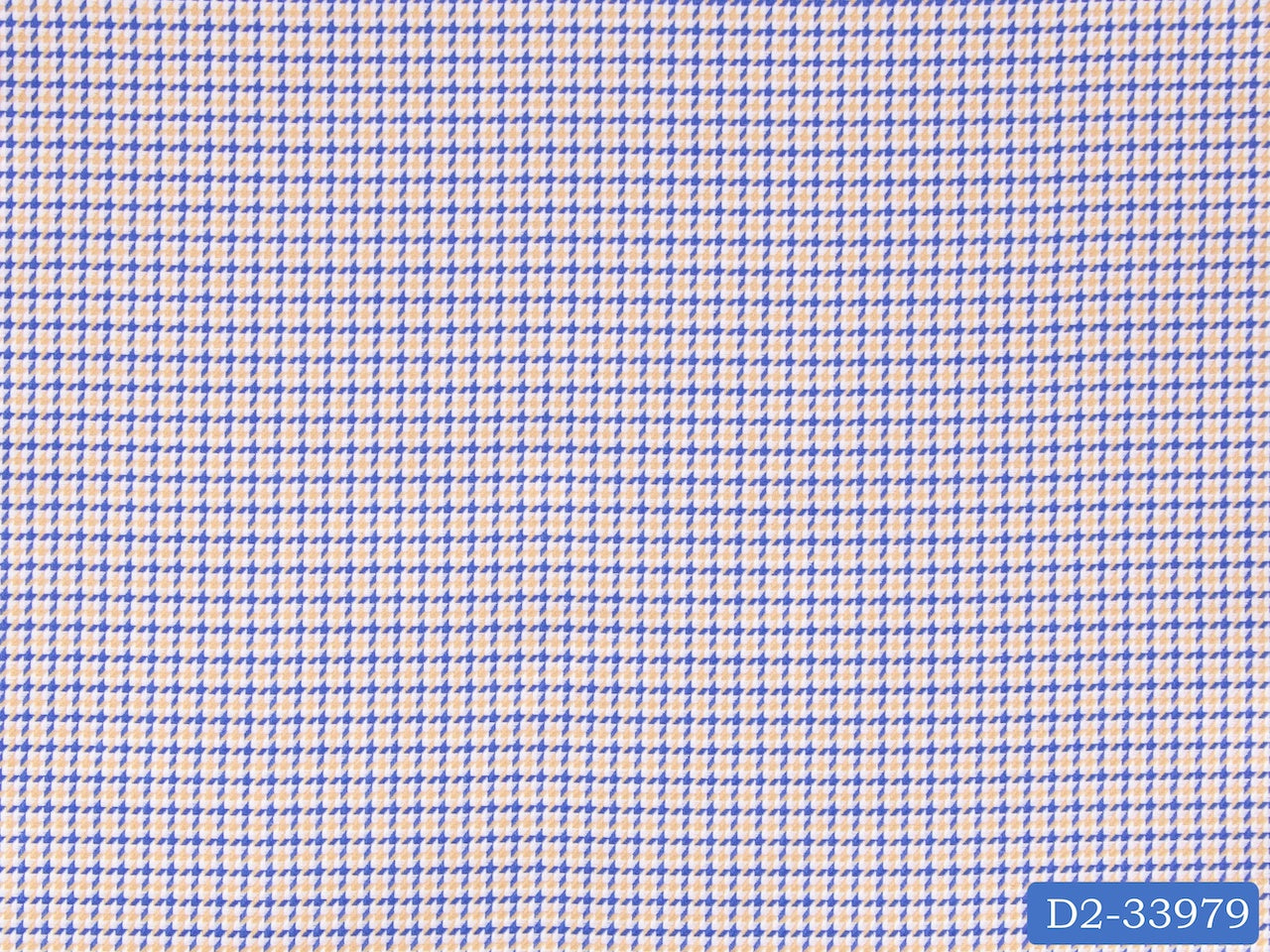 D2-33979 White, Blue And Yellow Houndstooth Shirting Fabric