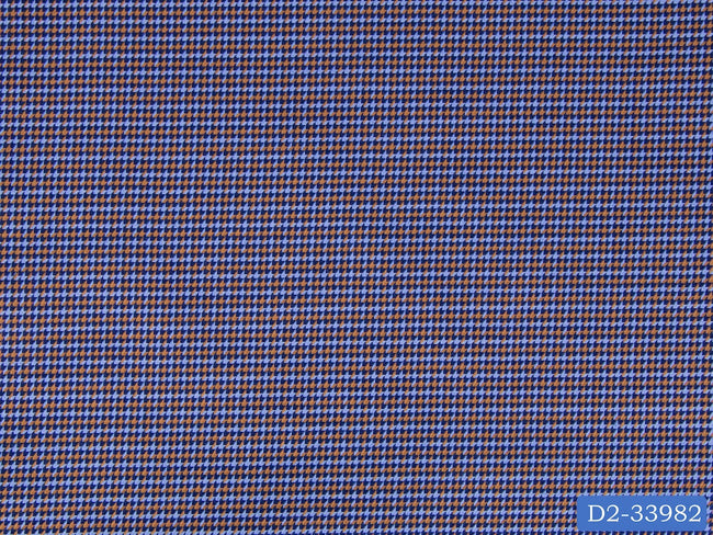 D2-33982 Blue And Brown Houndstooth Shirting Fabric