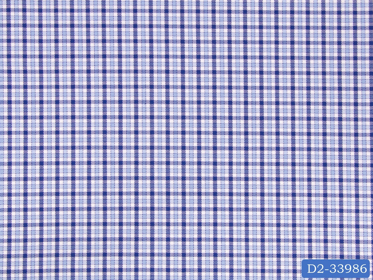 D2-33986 White And Blue Check Shirting Fabric