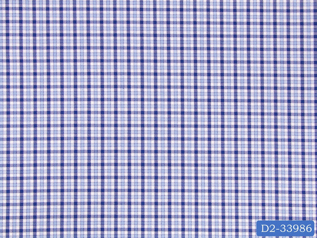 D2-33986 White And Blue Check Shirting Fabric