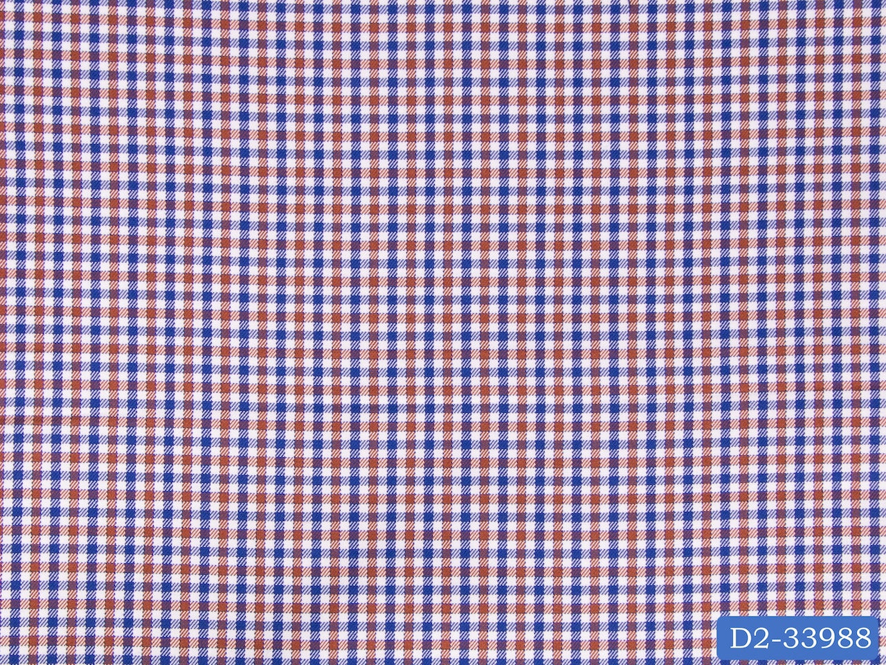 D2-33988 White, Brown And Blue Check Shirting Fabric