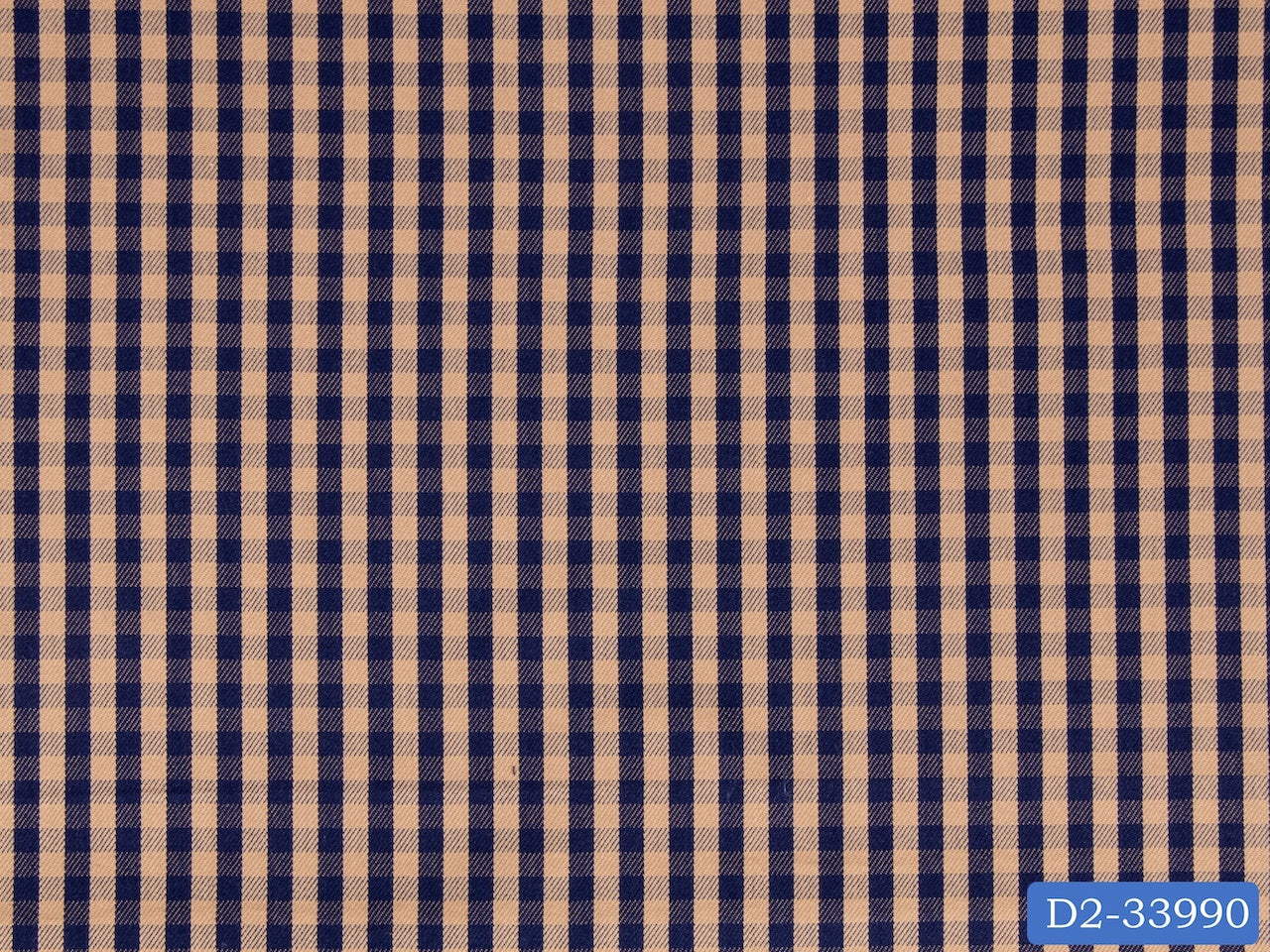 D2-33990 Light Brown And Navy Check Shirting Fabric