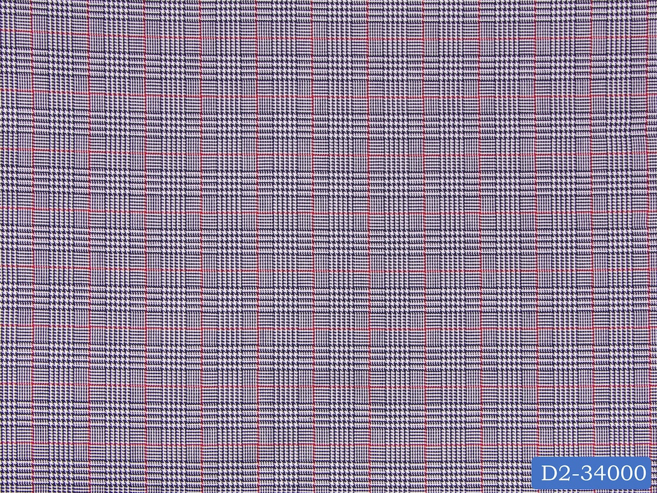 D2-34000 Dark Blue And Red Check Shirting Fabric