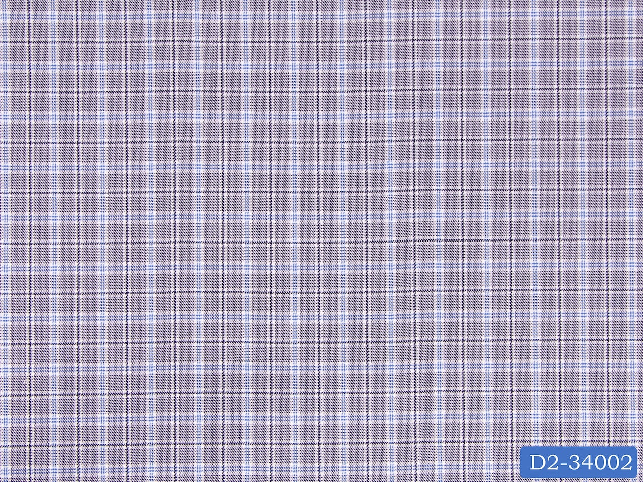 D2-34002 Grey With Blue Check Shirting Fabric