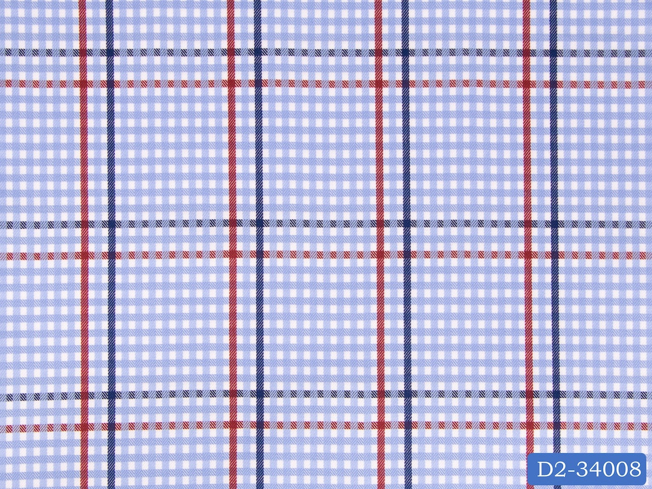 D2-34008 Blue, Navy And Red Check Shirting Fabric